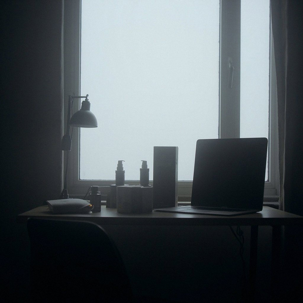 Quiet desk in soft light